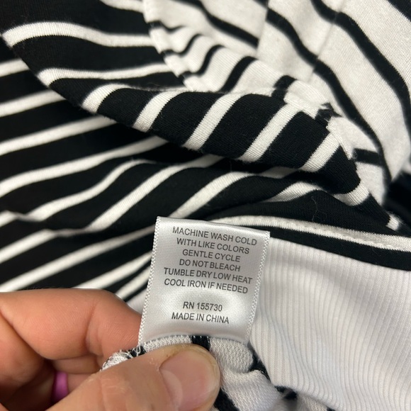 Jane and Delancey Black and White Striped Top - Picture 4 of 7